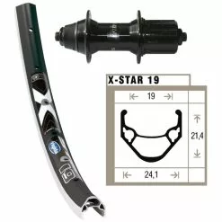 BIKE PARTS H-Rad 26x1.75 T3000 Kass.8/9-f Sz 36L. Ryde X-Star19 Schw/silb.Niro-Spei.(sz)