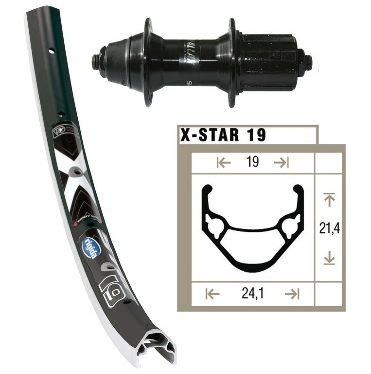 BIKE PARTS H-Rad 26x1.75 T3000 Kass.8/9-f Sz 36L. Ryde X-Star19 Schw/silb.Niro-Spei.(sz)