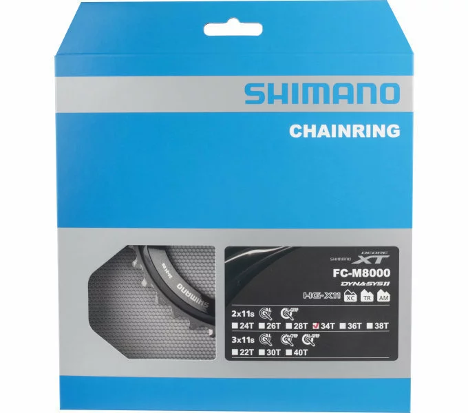 Shimano Kettenblatt DEORE XT FC-M8000 2-fach 34 Zähne (BB) Für 34-24 Zähne