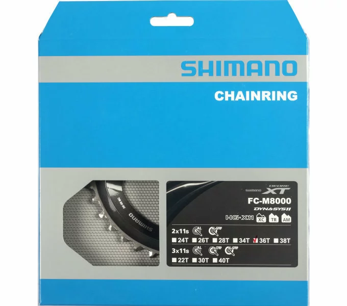 Shimano Kettenblatt DEORE XT FC-M8000 2-fach 36 Zähne (BC) Für 36-26 Zähne