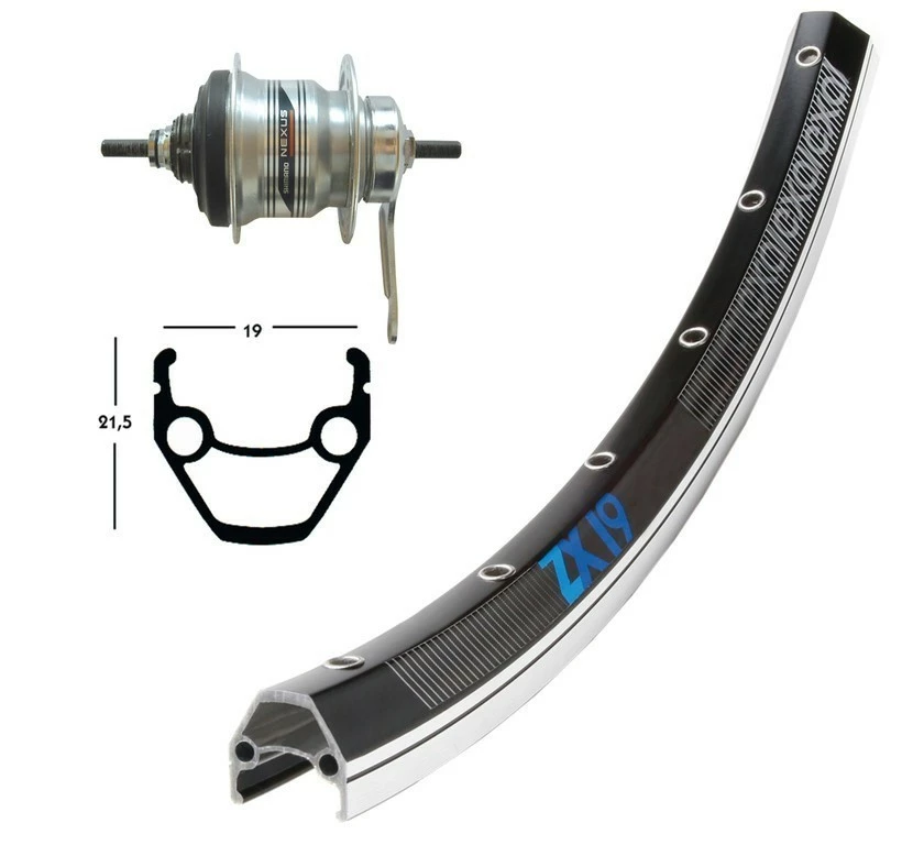 Wiener Bike Parts Hinterrad 28" Nexus 7 Silber ZX19 Komplett Gespeicht Schwarz